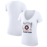 Houston Astros G-III 4Her by Carl Banks Women's Super-Slim Fit Lightweight Collage Team Graphic V-Neck T-Shirt - White