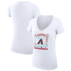 Arizona Diamondbacks G-III 4Her by Carl Banks Women's Super-Slim Fit Lightweight Collage Team Graphic V-Neck T-Shirt - White