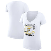 Pittsburgh Pirates G-III 4Her by Carl Banks Women's Super-Slim Fit Lightweight Collage Team Graphic V-Neck T-Shirt - White