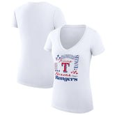 Texas Rangers G-III 4Her by Carl Banks Women's Super-Slim Fit Lightweight Collage Team Graphic V-Neck T-Shirt - White