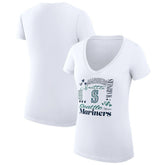 Seattle Mariners G-III 4Her by Carl Banks Women's Super-Slim Fit Lightweight Collage Team Graphic V-Neck T-Shirt - White
