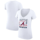 Atlanta Braves G-III 4Her by Carl Banks Women's Super-Slim Fit Lightweight Collage Team Graphic V-Neck T-Shirt - White