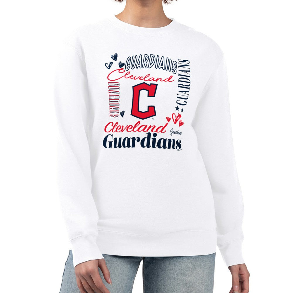Cleveland Guardians G-III 4Her by Carl Banks Women's Collage Team Graphic Fleece Pullover Hoodie - White