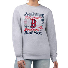 Boston Red Sox G-III 4Her by Carl Banks Women's Collage Team Graphic Fleece Pullover Hoodie - Heather Gray