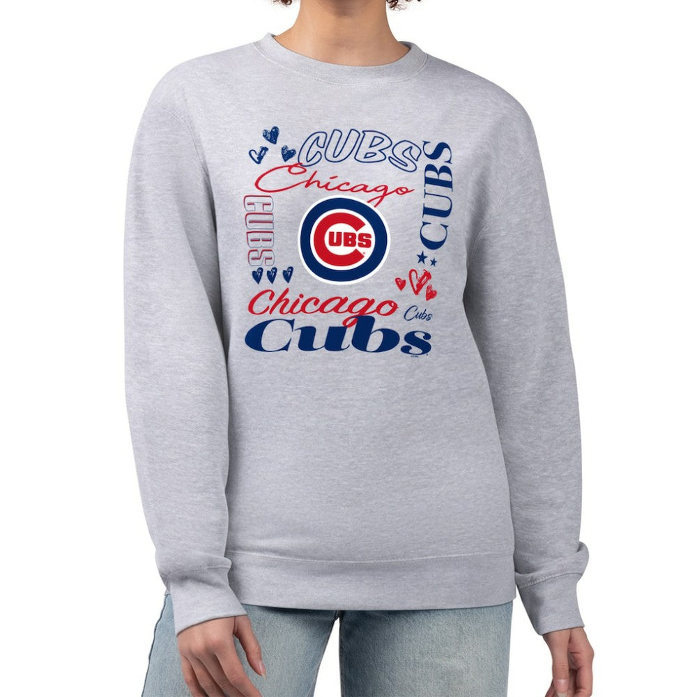 Chicago Cubs G-III 4Her by Carl Banks Women's Collage Team Graphic Fleece Pullover Hoodie - Heather Gray