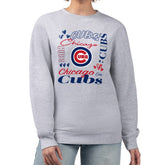 Chicago Cubs G-III 4Her by Carl Banks Women's Collage Team Graphic Fleece Pullover Hoodie - Heather Gray