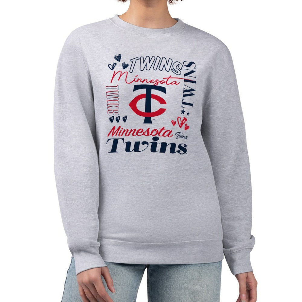 Minnesota Twins G-III 4Her by Carl Banks Women's Collage Team Graphic Fleece Pullover Hoodie - Heather Gray