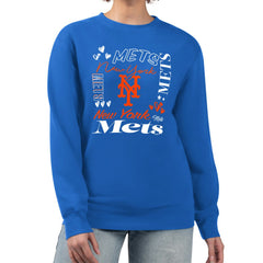 New York Mets G-III 4Her by Carl Banks Women's Collage Team Graphic Fleece Pullover Hoodie - Royal