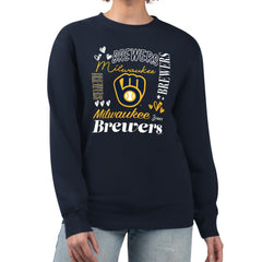 Milwaukee Brewers G-III 4Her by Carl Banks Women's Collage Team Graphic Fleece Pullover Hoodie - Navy