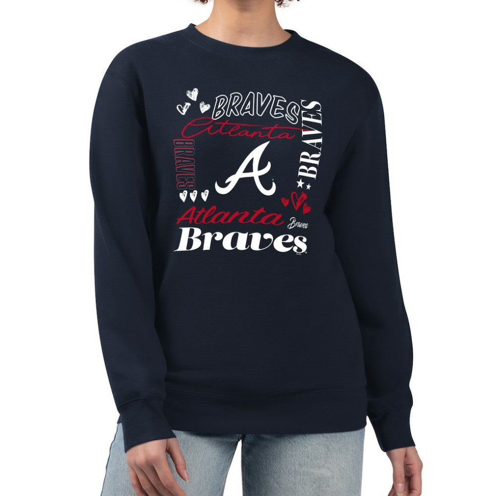 Atlanta Braves G-III 4Her by Carl Banks Women's Collage Team Graphic Fleece Pullover Hoodie - Navy