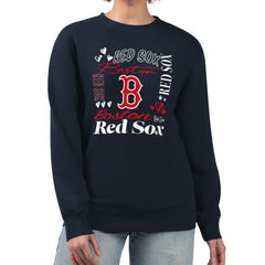 Boston Red Sox G-III 4Her by Carl Banks Women's Collage Team Graphic Fleece Pullover Hoodie - Navy