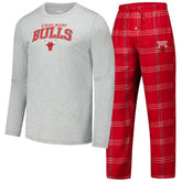 Chicago Bulls Concepts Sport Petition Long Sleeve Top and Plaid Pant Set - Red for sale
