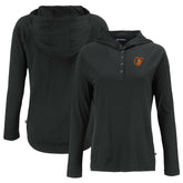 Baltimore Orioles Cutter & Buck Women's Coastline Epic Comfort Eco Recycled Hoodie Raglan Long Sleeve T-Shirt - Black