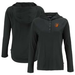 Baltimore Orioles Cutter & Buck Women's Coastline Epic Comfort Eco Recycled Hoodie Raglan Long Sleeve T-Shirt - Black