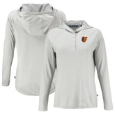 Baltimore Orioles Cutter & Buck Women's Coastline Epic Comfort Eco Recycled Hoodie Raglan Long Sleeve T-Shirt - Gray
