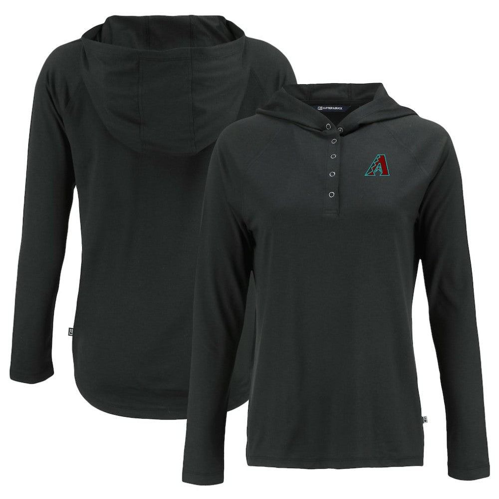 Arizona Diamondbacks Cutter & Buck Women's Coastline Epic Comfort Eco Recycled Hoodie Raglan Long Sleeve T-Shirt - Black