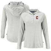 Cleveland Guardians Cutter & Buck Women's Coastline Epic Comfort Eco Recycled Hoodie Raglan Long Sleeve T-Shirt - Gray