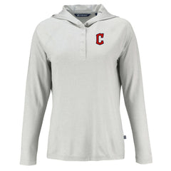 Cleveland Guardians Cutter & Buck Women's Coastline Epic Comfort Eco Recycled Hoodie Raglan Long Sleeve T-Shirt - Gray