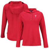 Philadelphia Phillies Cutter & Buck Women's Coastline Epic Comfort Eco Recycled Hoodie Raglan Long Sleeve T-Shirt - Red