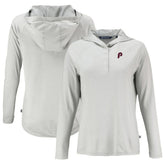 Philadelphia Phillies Cutter & Buck Women's Cooperstown Collection Coastline Epic Comfort Eco Recycled Hoodie Raglan Long Sleeve T-Shirt - Gray