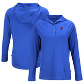 Philadelphia Phillies Cutter & Buck Women's Coastline Epic Comfort Eco Recycled Hoodie Raglan Long Sleeve T-Shirt - Royal