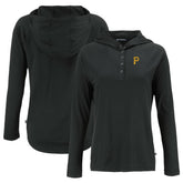 Pittsburgh Pirates Cutter & Buck Women's Coastline Epic Comfort Eco Recycled Hoodie Raglan Long Sleeve T-Shirt - Black