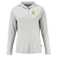 San Diego Padres Cutter & Buck Women's Coastline Epic Comfort Eco Recycled Hoodie Raglan Long Sleeve T-Shirt - Gray