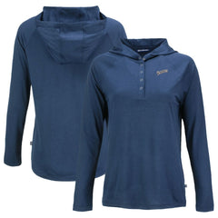 San Diego Padres Cutter & Buck Women's Cooperstown Collection Coastline Epic Comfort Eco Recycled Hoodie Raglan Long Sleeve T-Shirt - Navy