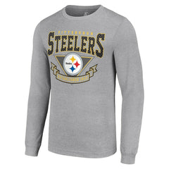 Pittsburgh Steelers Starter '80s Inspired Team Logo Long Sleeve T-Shirt - Heather Gray online