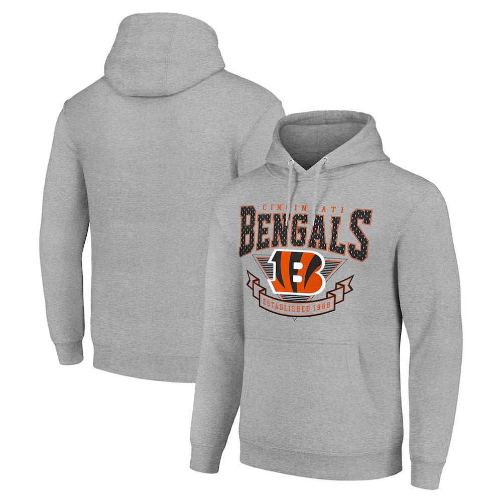 Cincinnati Bengals Starter ‘80s Inspired Pullover Hoodie - Heather Gray for sale
