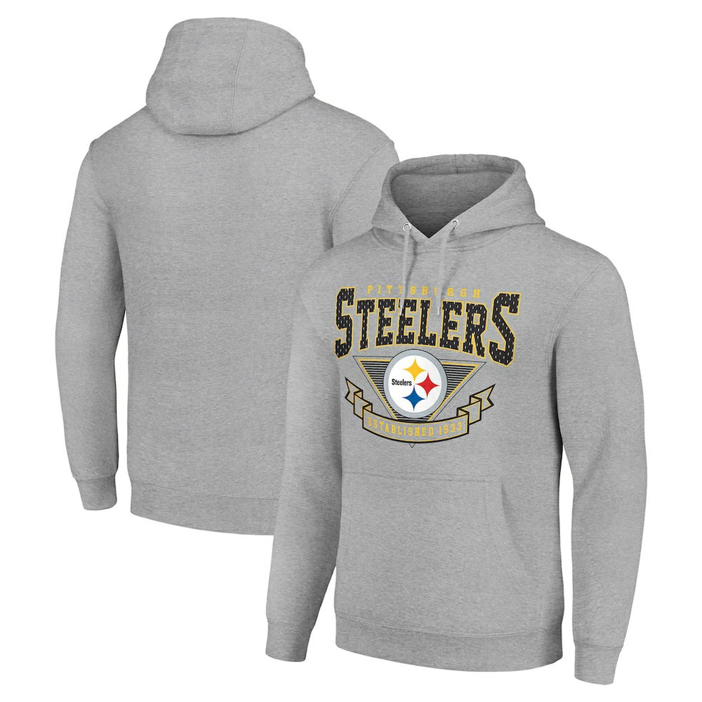 Pittsburgh Steelers Starter ‘80s Inspired Pullover Hoodie - Heather Gray cheap