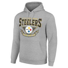 Pittsburgh Steelers Starter ‘80s Inspired Pullover Hoodie - Heather Gray cheap