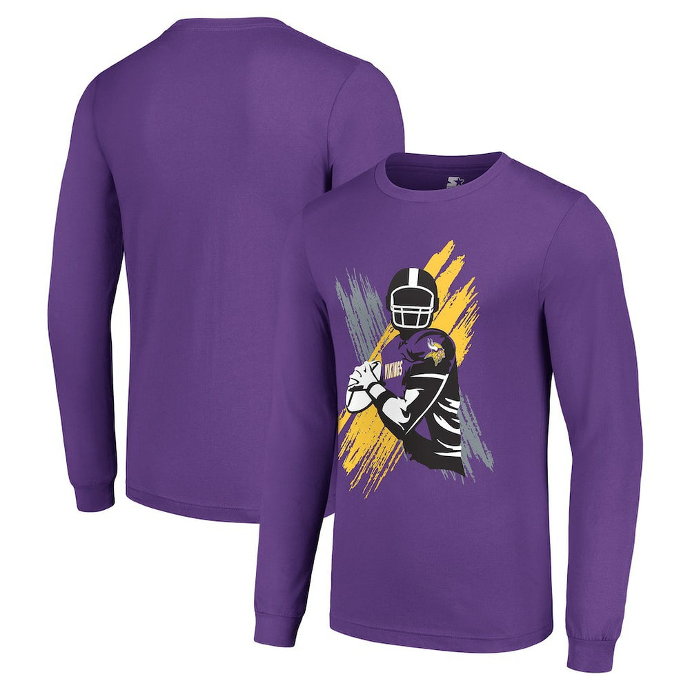 Minnesota Vikings Starter Player X Logo Graphic Long Sleeve T-Shirt - Purple discount