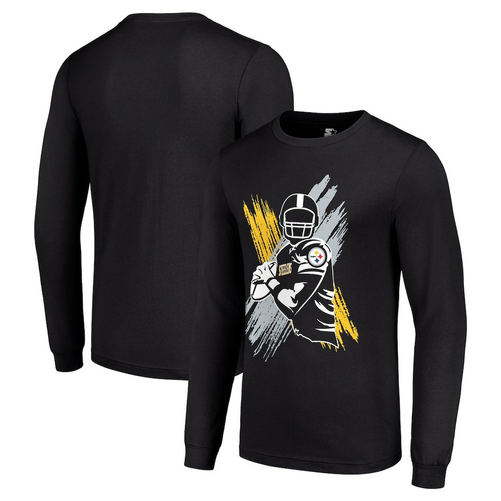 Pittsburgh Steelers Starter Player X Logo Graphic Long Sleeve T-Shirt - Black on sale