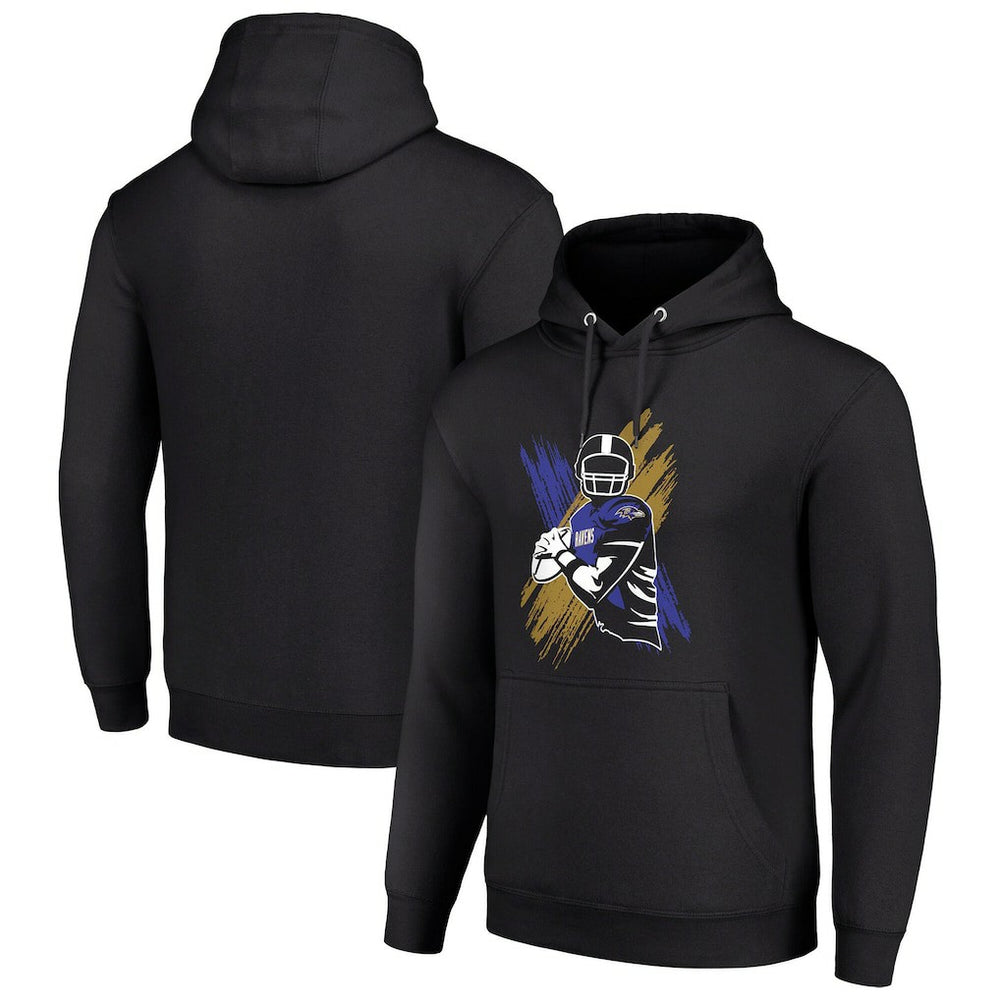 Baltimore Ravens Starter Player X Fleece Pullover Hoodie - Black discount