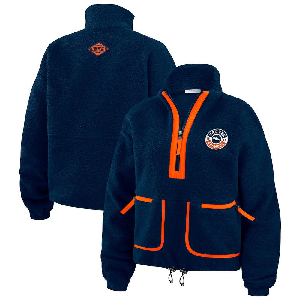 Denver Broncos WEAR by Erin Andrews Women's Polar Fleece Half-Zip Jacket - Navy sale