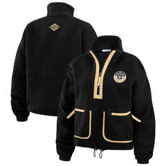 New Orleans Saints WEAR by Erin Andrews Women's Polar Fleece Half-Zip Jacket - Black discount