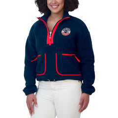 New England Patriots WEAR by Erin Andrews Women's Polar Fleece Half-Zip Jacket - Navy sale