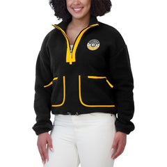Pittsburgh Steelers WEAR by Erin Andrews Women's Polar Fleece Half-Zip Jacket - Black discount