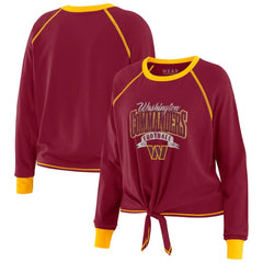 Washington Commanders WEAR by Erin Andrews Women's Tie-Front Long Sleeve Top - Burgundy/Gold sale