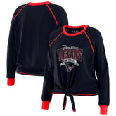 Houston Texans WEAR by Erin Andrews Women's Tie-Front Long Sleeve Top - Navy/Red online