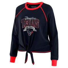 Houston Texans WEAR by Erin Andrews Women's Tie-Front Long Sleeve Top - Navy/Red online