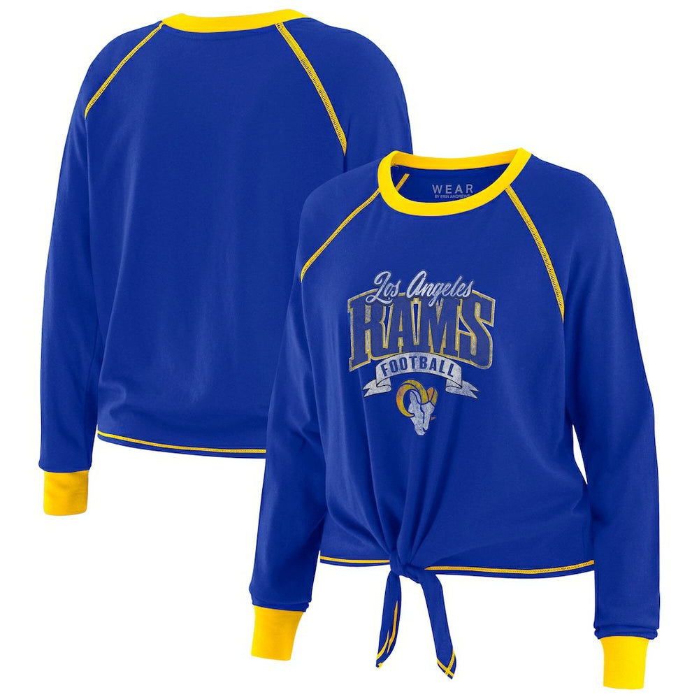 Los Angeles Rams WEAR by Erin Andrews Women's Tie-Front Long Sleeve Top - Royal/Gold online