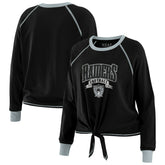 Las Vegas Raiders WEAR by Erin Andrews Women's Tie-Front Long Sleeve Top - Black/Gray cheap