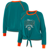 Miami Dolphins WEAR by Erin Andrews Women's Tie-Front Long Sleeve Top - Aqua/Orange sale
