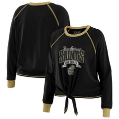 New Orleans Saints WEAR by Erin Andrews Women's Tie-Front Long Sleeve Top - Black/Gold cheap