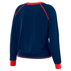 New York Giants WEAR by Erin Andrews Women's Tie-Front Long Sleeve Top - Navy/Red cheap