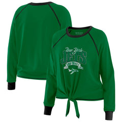New York Jets WEAR by Erin Andrews Women's Tie-Front Long Sleeve Top - Green/Black outlet