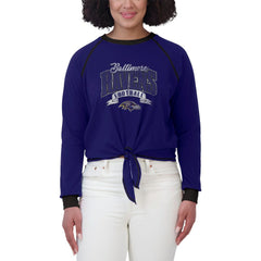 Baltimore Ravens WEAR by Erin Andrews Women's Tie-Front Long Sleeve Top - Purple/Black cheap