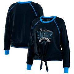 Carolina Panthers WEAR by Erin Andrews Women's Tie-Front Long Sleeve Top - Black/Blue outlet